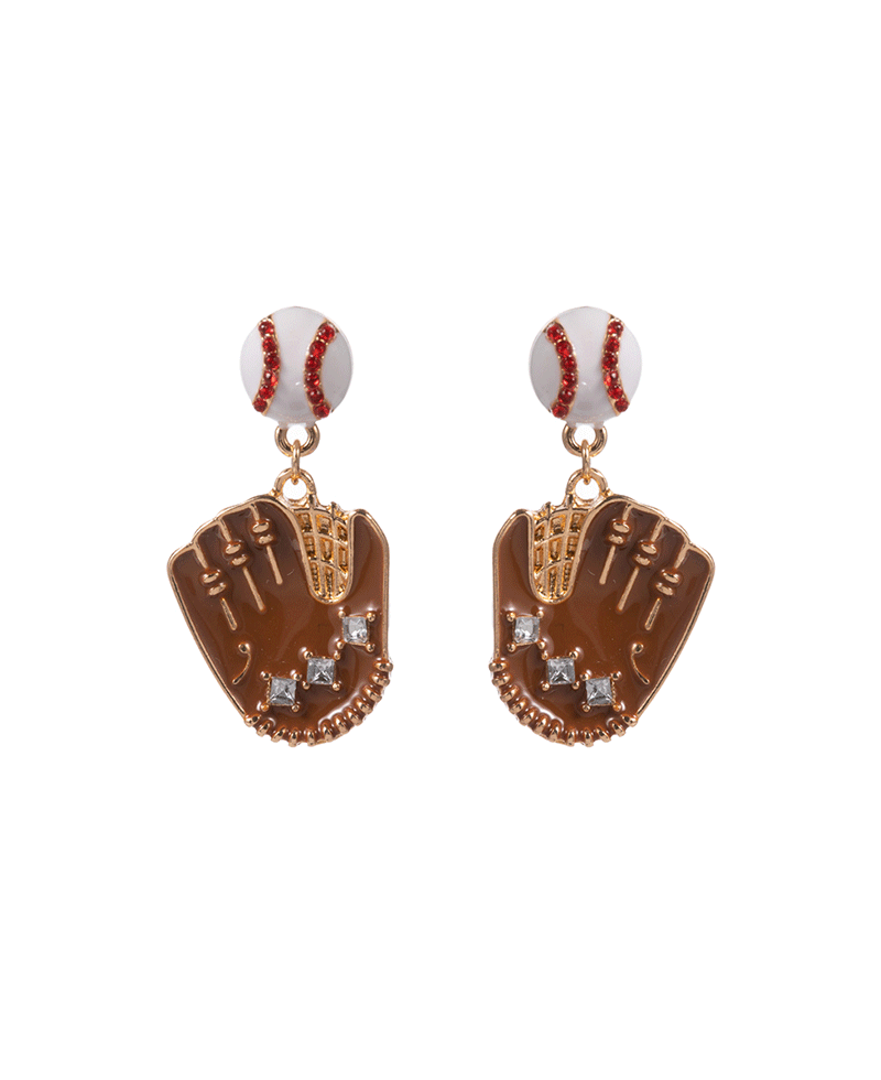 Baseball w/ Glove Enamel Hypo Earring - 1.5"