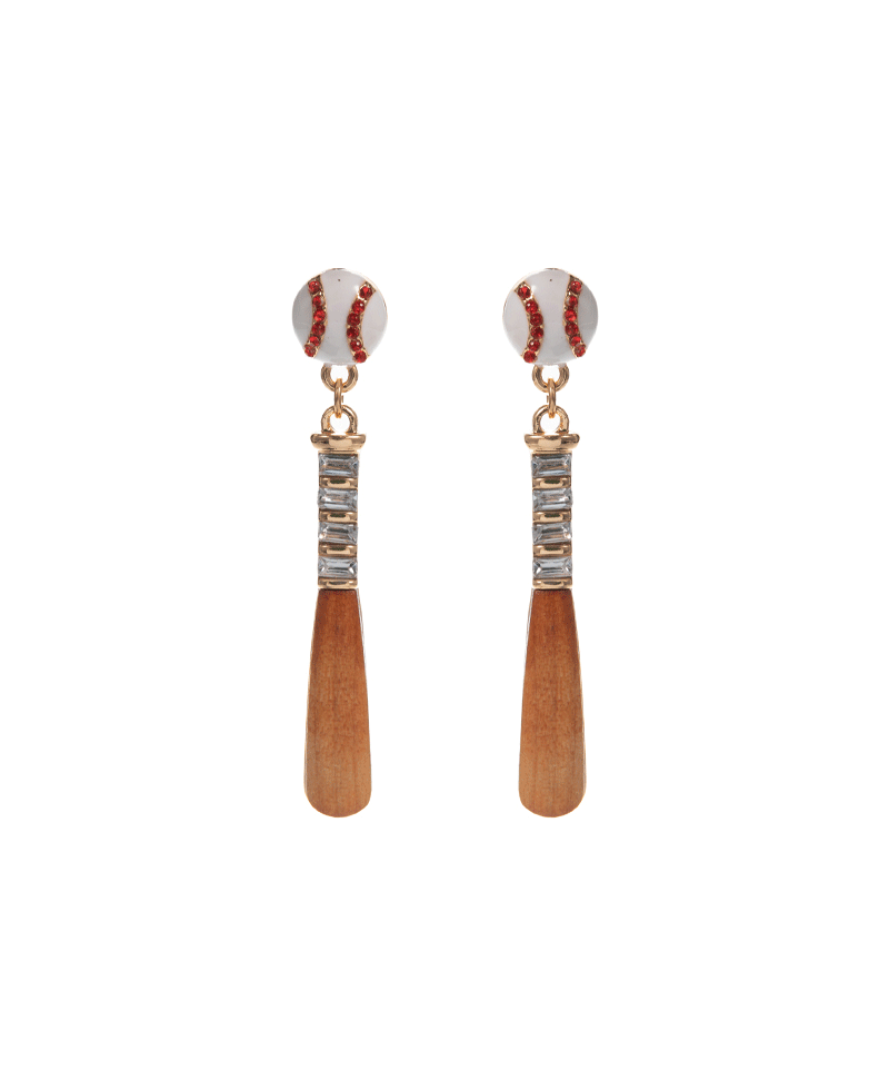 Baseball w/ Bat Enamel Hypo Earring - 2.25"