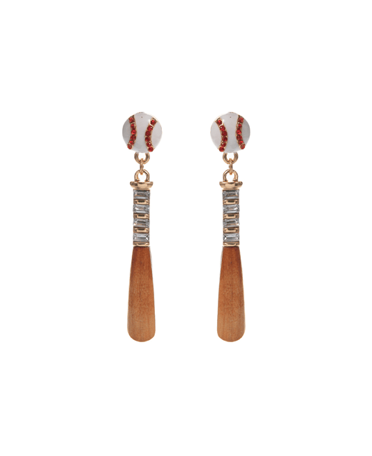 Baseball w/ Bat Enamel Hypo Earring - 2.25"