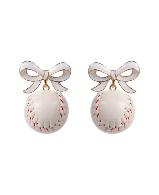 Bow w/ Baseball Hypo Earring - 1.5"