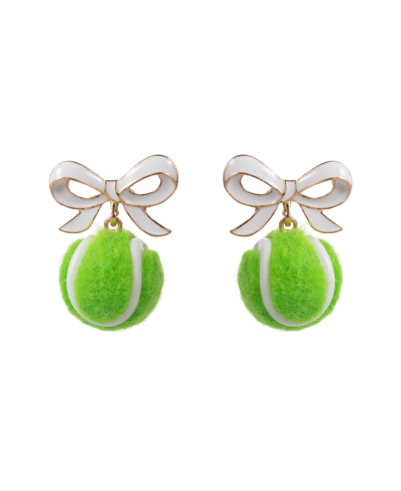 Bow w/ Tennis Ball Hypo Earring - 1.25"