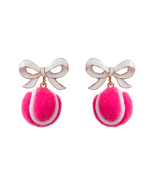 Bow w/ Tennis Ball Hypo Earring - 1.25"