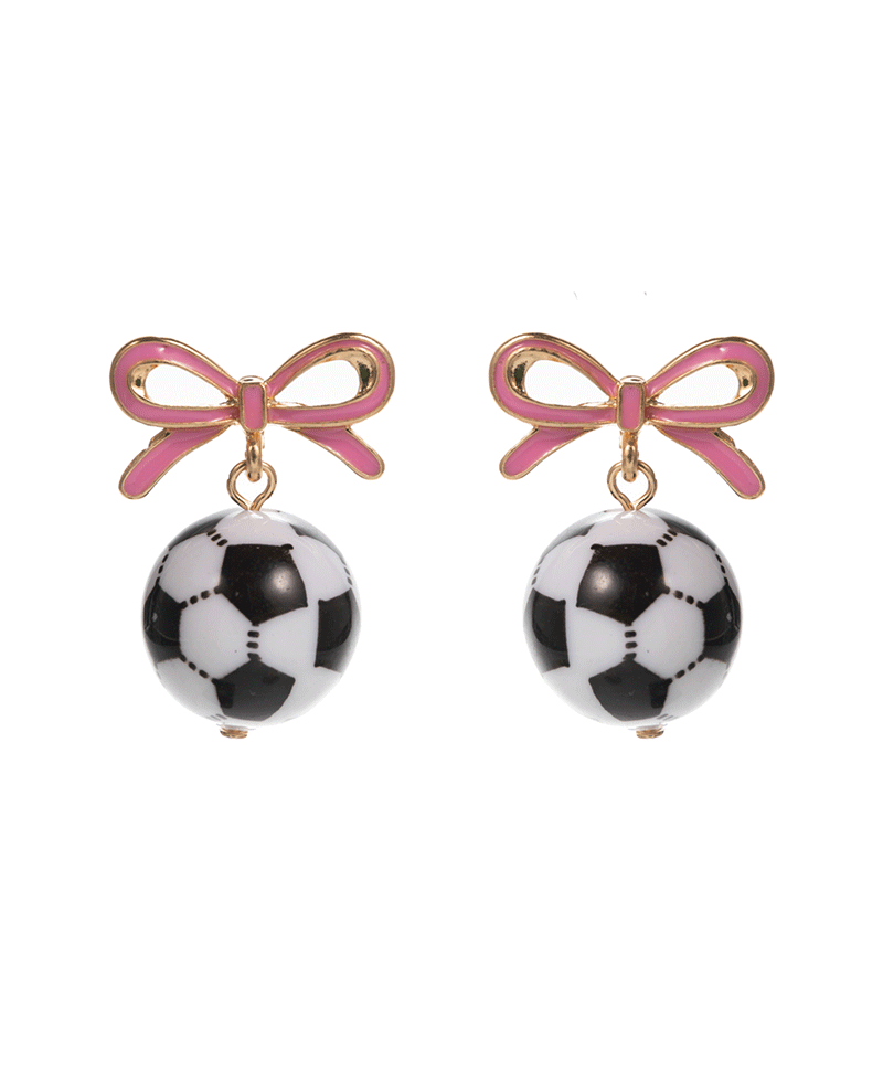 Bow w/ Soccer Ball Hypo Earring - 1.0"