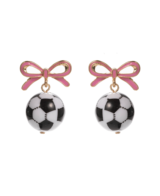 Bow w/ Soccer Ball Hypo Earring - 1.0"