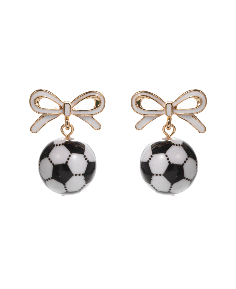 Bow w/ Soccer Ball Hypo Earring - 1.0"