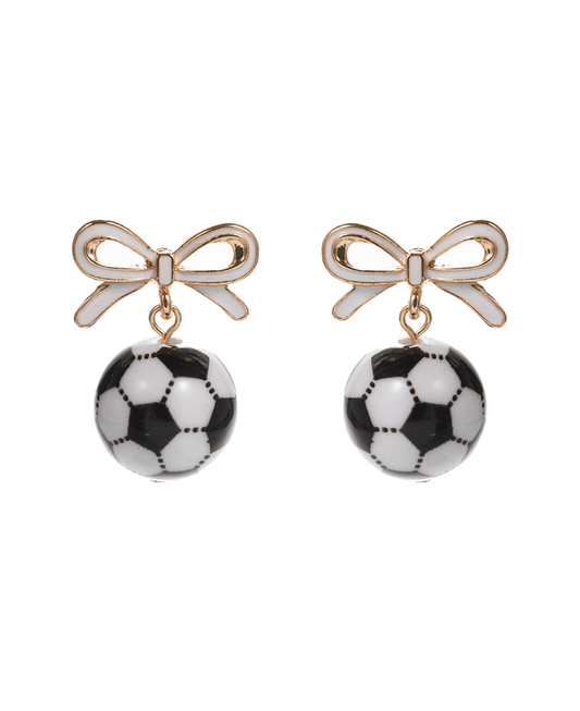 Bow w/ Soccer Ball Hypo Earring - 1.0"