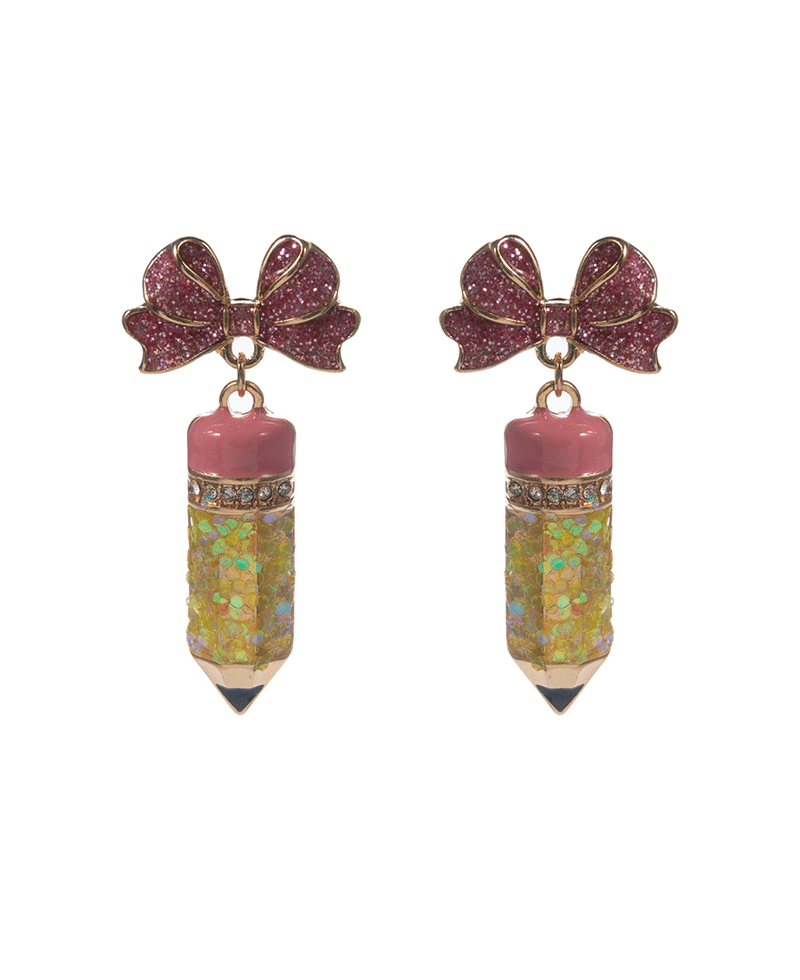 Bow w/ Pencil Hypo Titanium Earring - 1.75"