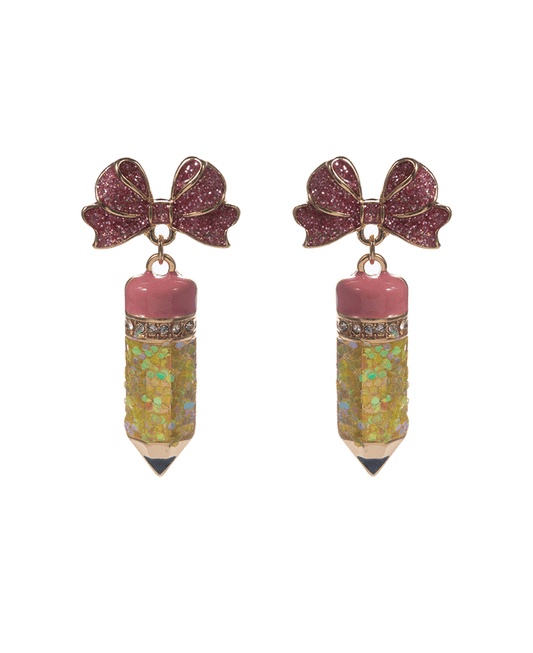 Bow w/ Pencil Hypo Titanium Earring - 1.75"