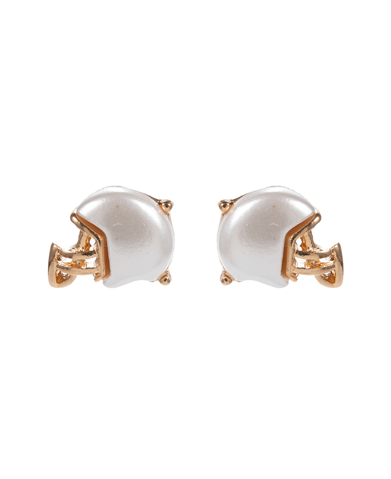 Football Helmet Glitter Faux Pearl Hypo Earring - 0.5"