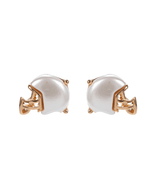 Football Helmet Glitter Faux Pearl Hypo Earring - 0.5"