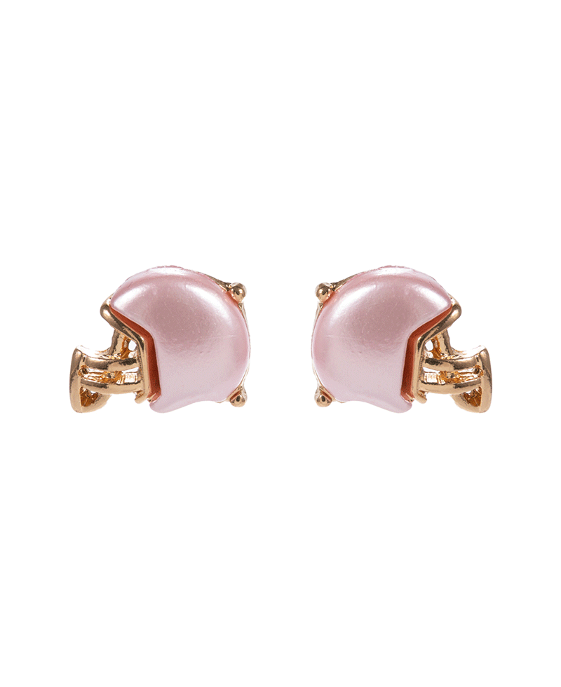 Football Helmet Glitter Faux Pearl Hypo Earring - 0.5"