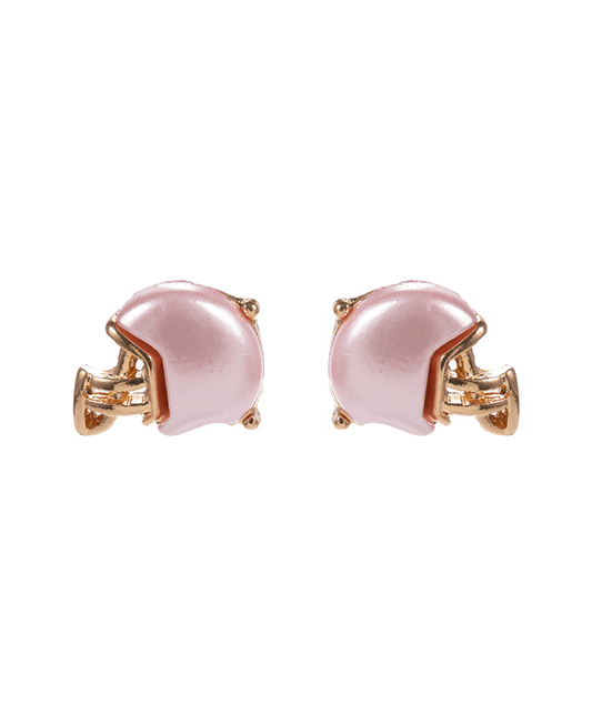 Football Helmet Glitter Faux Pearl Hypo Earring - 0.5"