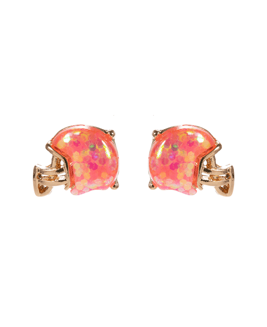 Football Helmet Glitter Epoxy Stone Hypo Earring - 0.5"