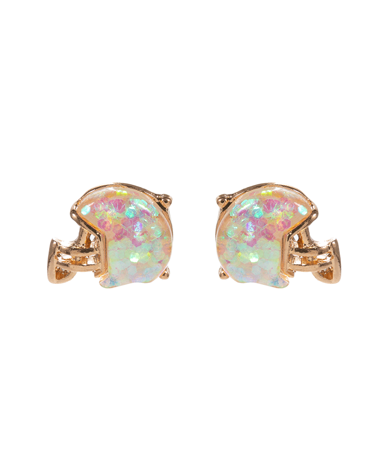 Football Helmet Glitter Epoxy Stone Hypo Earring - 0.5"