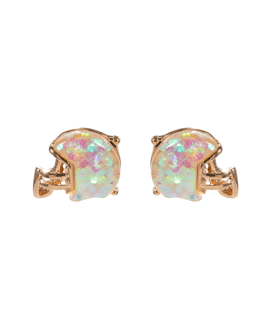 Football Helmet Glitter Epoxy Stone Hypo Earring - 0.5"