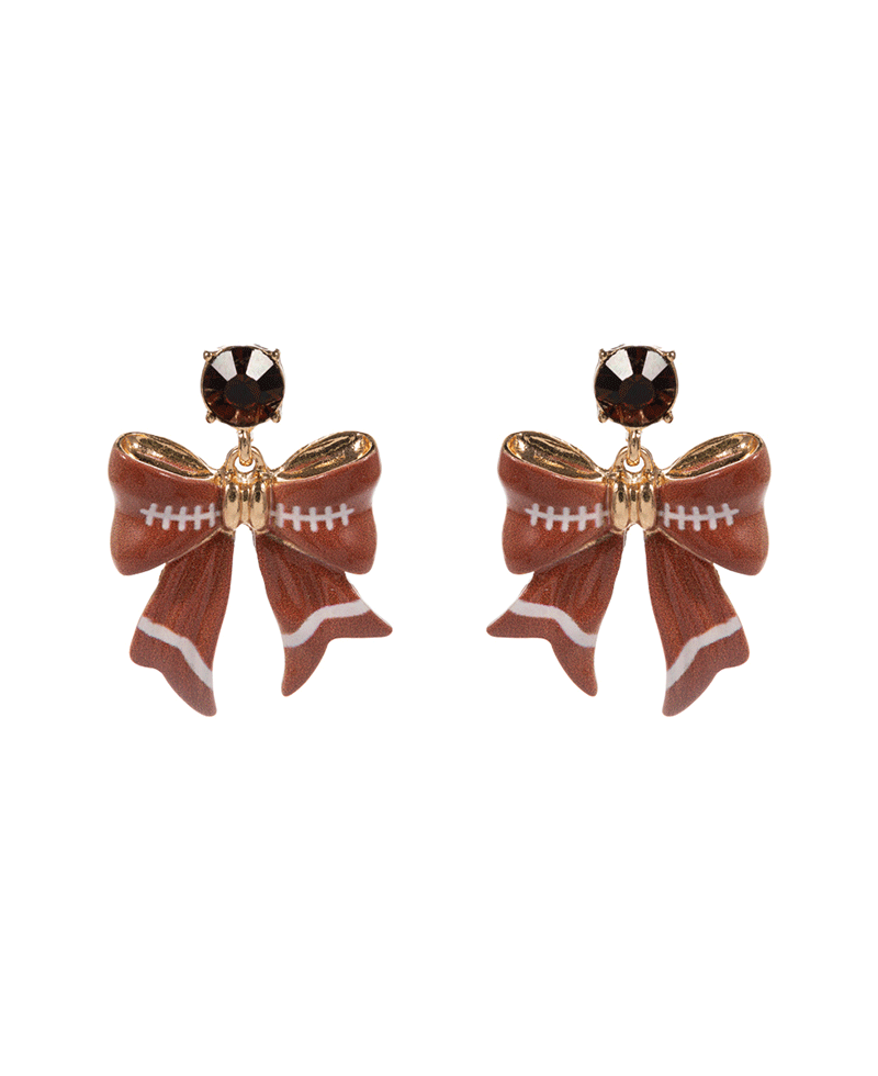 Bow Football Patterned Hypo Earring - 1.5"
