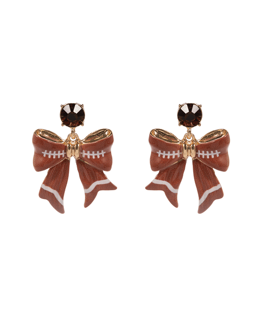 Bow Football Patterned Hypo Earring - 1.5"