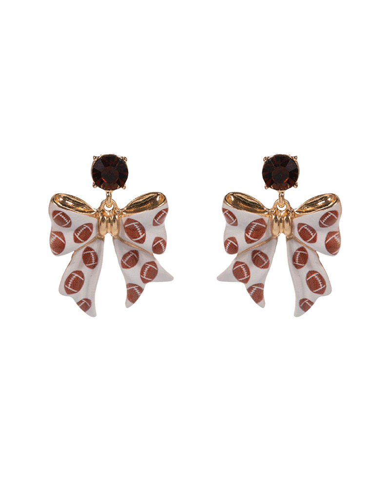 Bow Football Patterned Hypo Earring - 1.5"