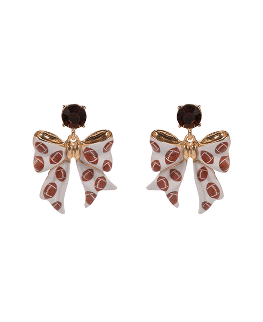 Bow Football Patterned Hypo Earring - 1.5"