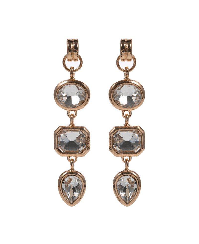 Mixed Shape Glass Tone Dangle Hypo Earring - 2.5"