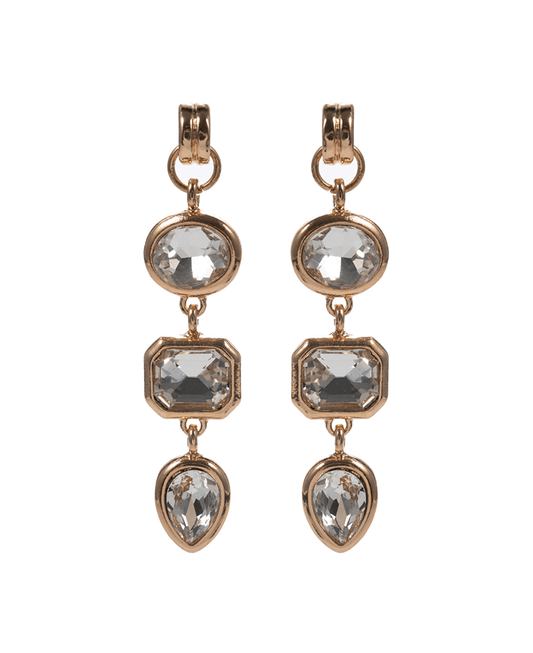 Mixed Shape Glass Tone Dangle Hypo Earring - 2.5"