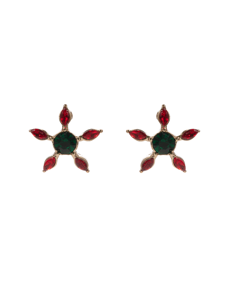 Christmas Color Mixed Glass Stone Hypo Earring - 0.75"