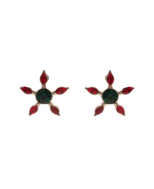 Christmas Color Mixed Glass Stone Hypo Earring - 0.75"