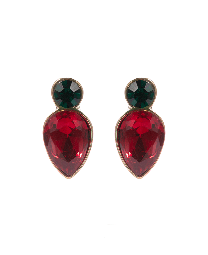 Christmas Color Mixed Glass Stone Hypo Earring - 0.75"