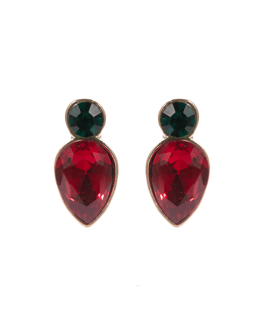 Christmas Color Mixed Glass Stone Hypo Earring - 0.75"