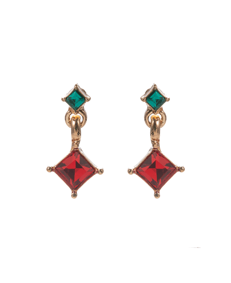 Christmas Color Mixed Glass Stone Hypo Earring - 0.5"
