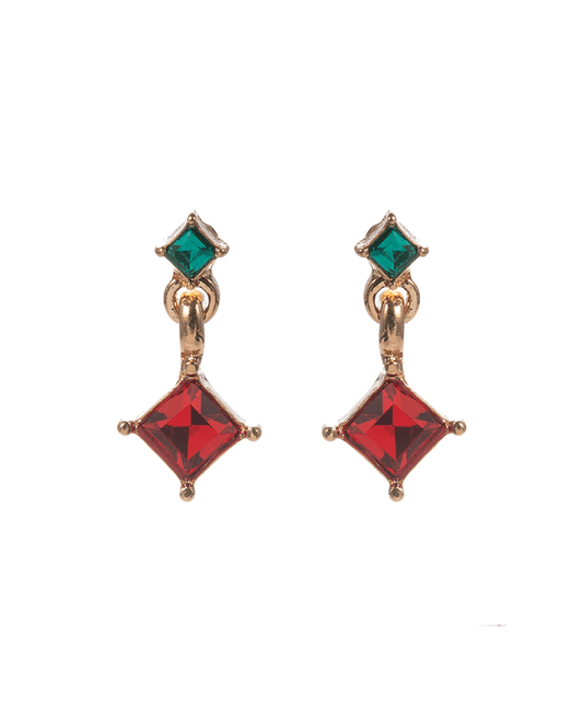 Christmas Color Mixed Glass Stone Hypo Earring - 0.5"