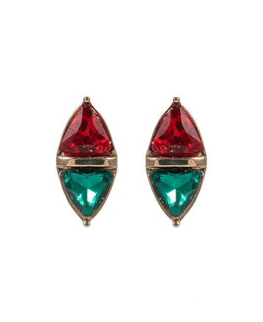 Christmas Color Mixed Glass Stone Hypo Earring - 0.75"