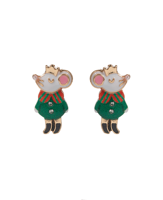 Mouse King Shaped Enamel Hypo Earring - 0.75"