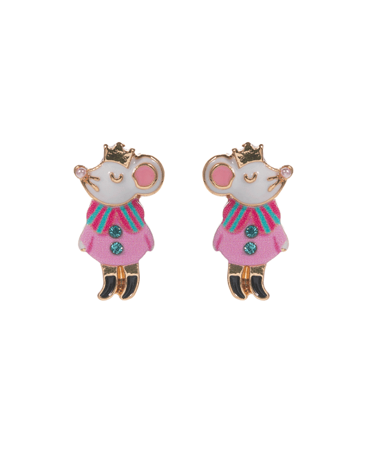 Mouse King Shaped Enamel Hypo Earring - 0.75"
