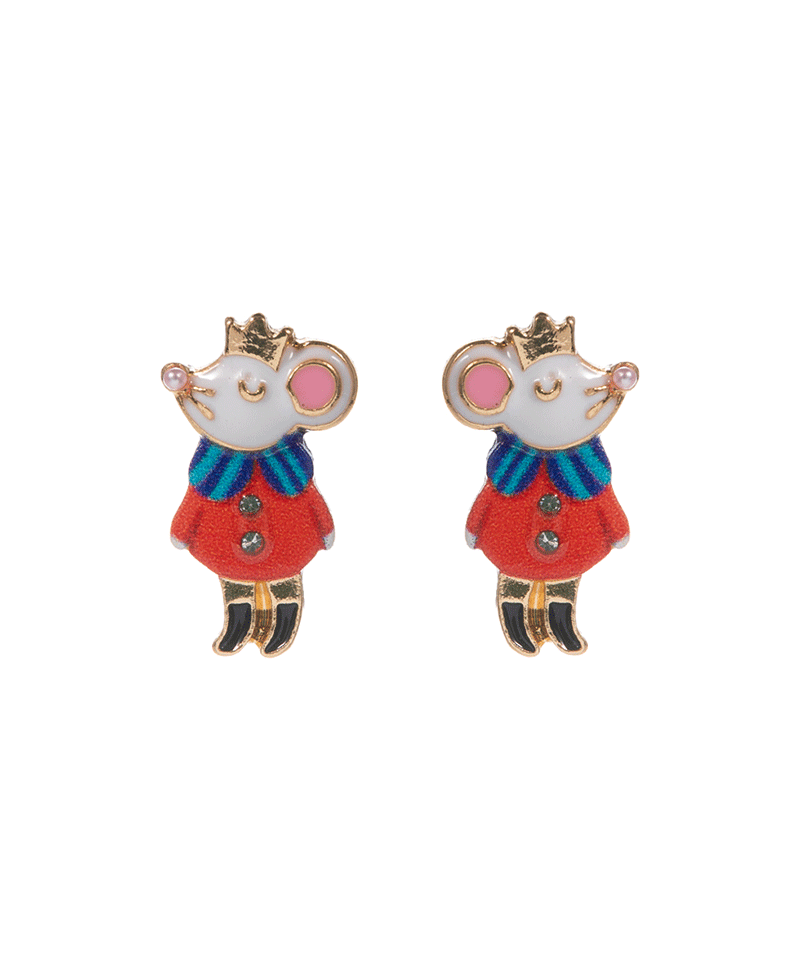 Mouse King Shaped Enamel Hypo Earring - 0.75"