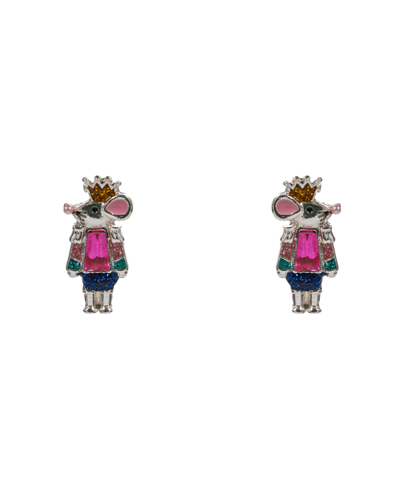 Mouse King Enamel w/ Stone Detail Hypo Earring - 0.75"