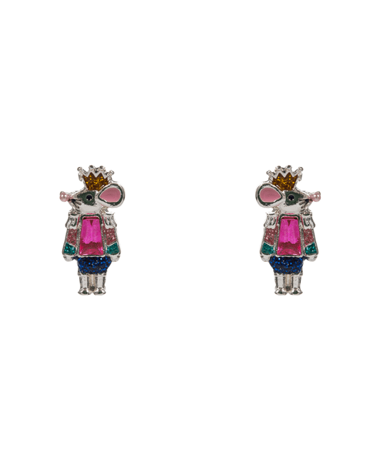 Mouse King Enamel w/ Stone Detail Hypo Earring - 0.75"