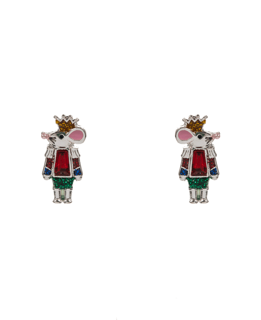 Mouse King Enamel w/ Stone Detail Hypo Earring - 0.75"