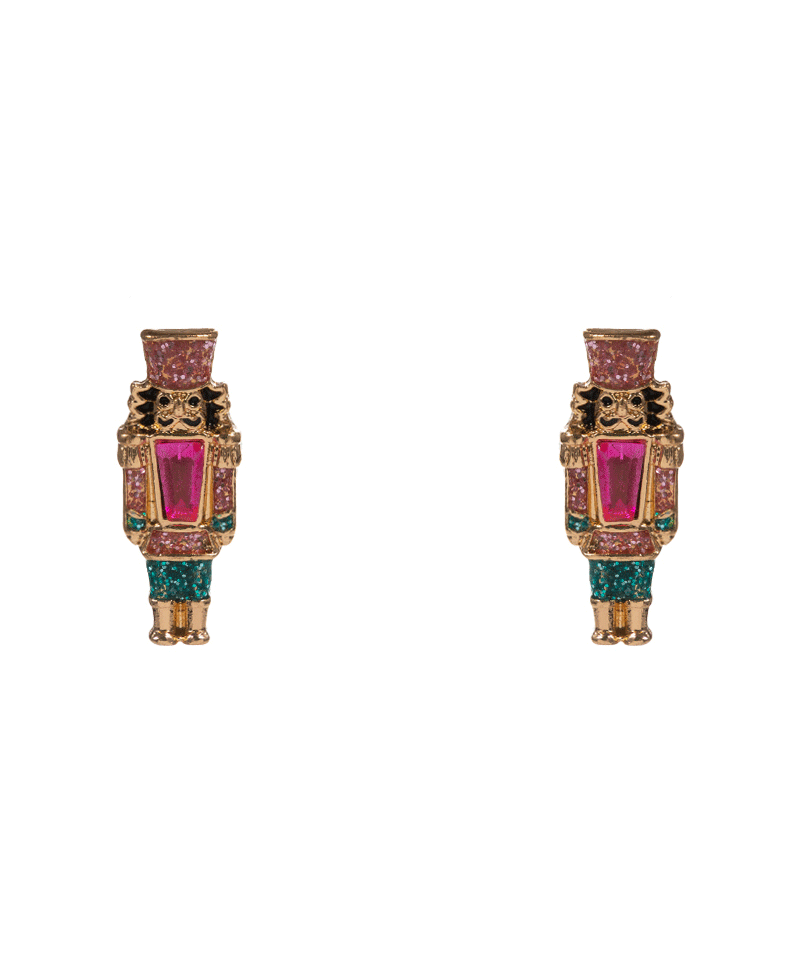 Nutcracker Enamel w/ Stone Detail Hypo Earring - 0.75"