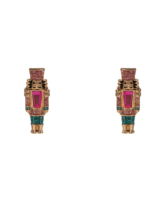 Nutcracker Enamel w/ Stone Detail Hypo Earring - 0.75"
