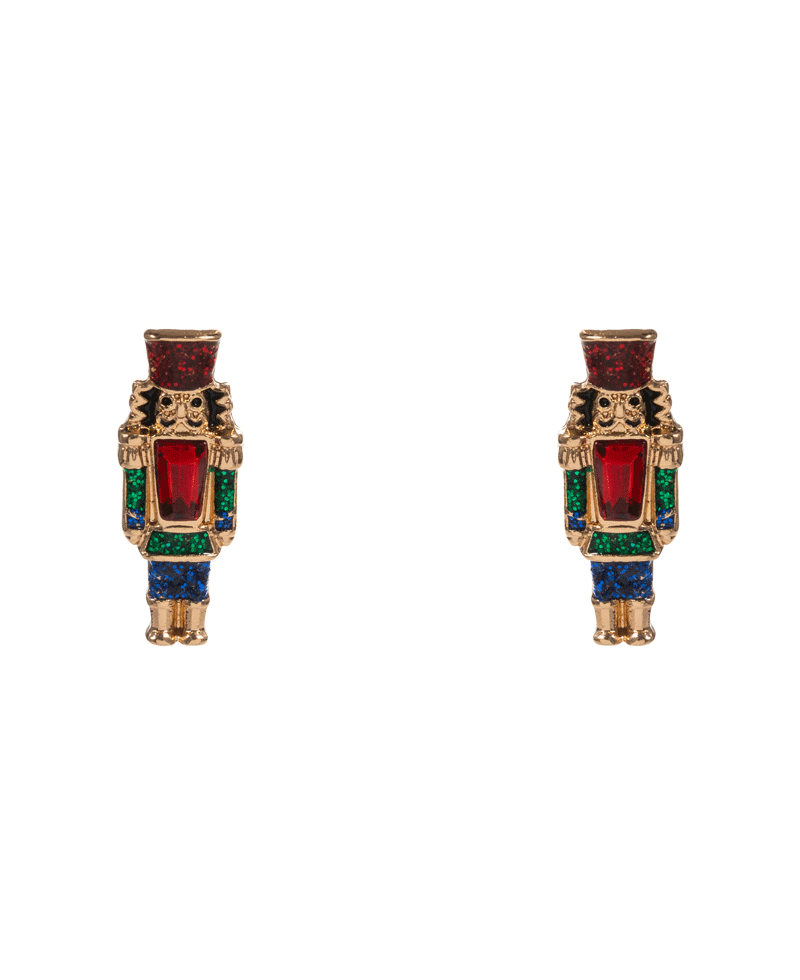 Nutcracker Enamel w/ Stone Detail Hypo Earring - 0.75"