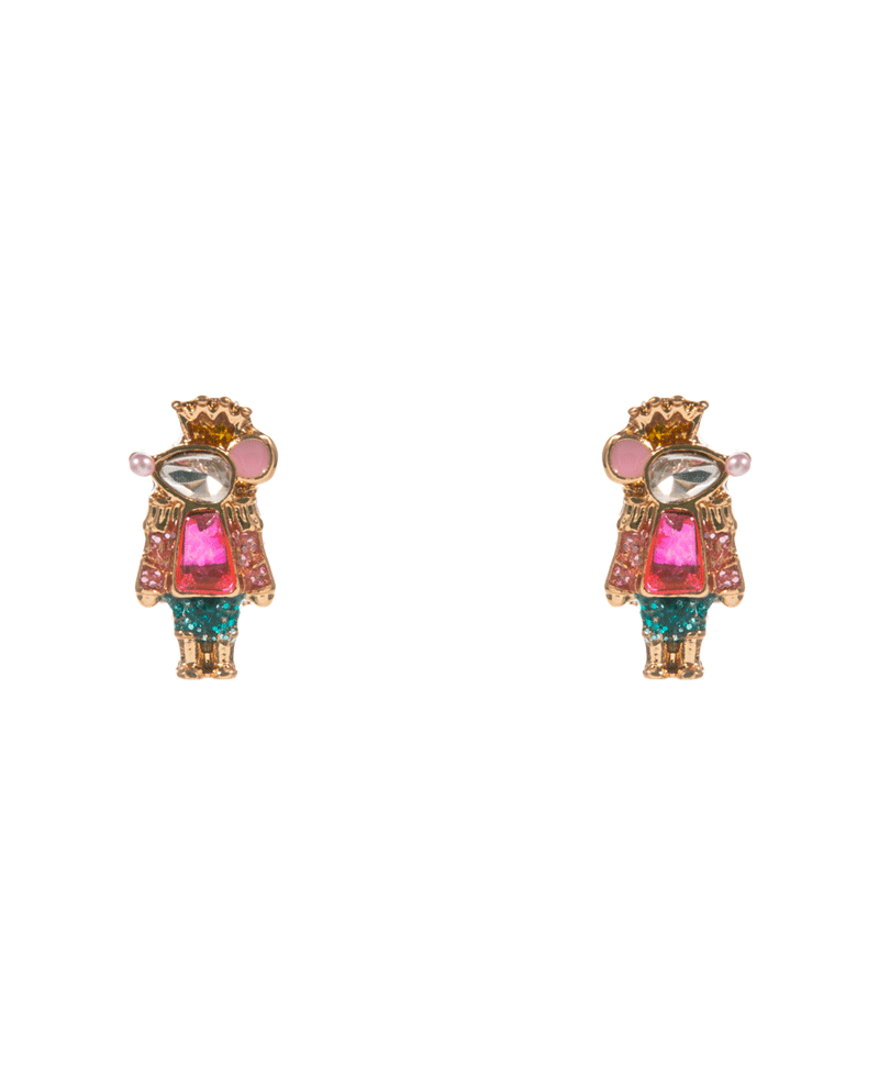 Mouse King Enamel w/ Stone Detail Hypo Earring - 0.5"