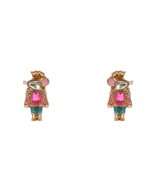 Mouse King Enamel w/ Stone Detail Hypo Earring - 0.5"