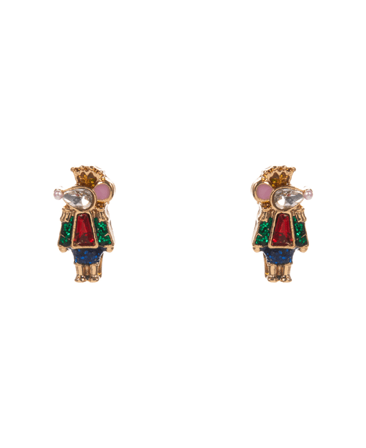 Mouse King Enamel w/ Stone Detail Hypo Earring - 0.5"