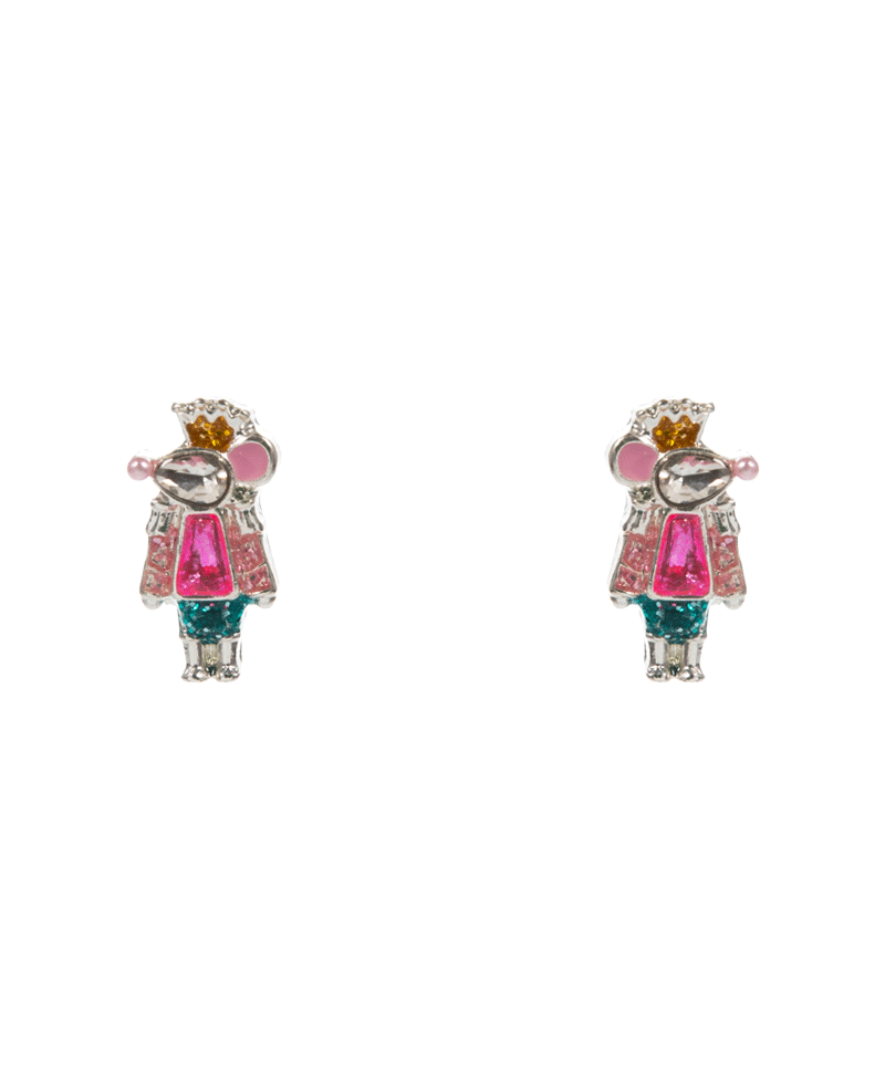 Mouse King Enamel w/ Stone Detail Hypo Earring - 0.5"