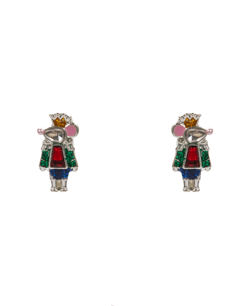 Mouse King Enamel w/ Stone Detail Hypo Earring - 0.5"
