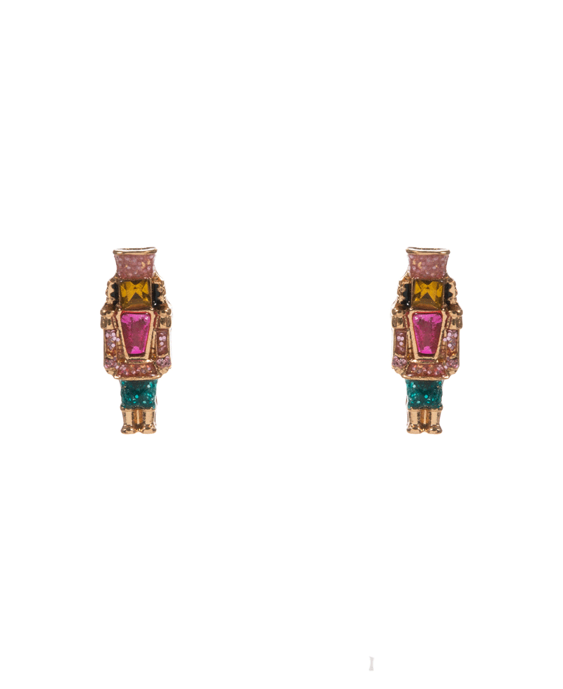 Nutcracker Enamel w/ Stone Detail Hypo Earring - 0.5"