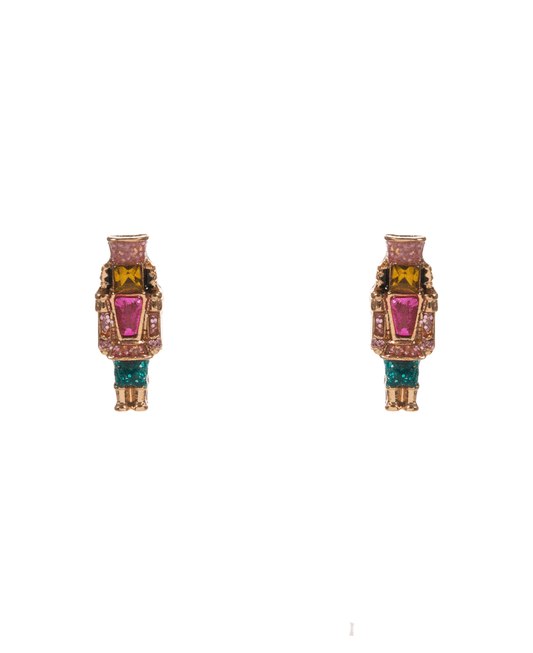 Nutcracker Enamel w/ Stone Detail Hypo Earring - 0.5"