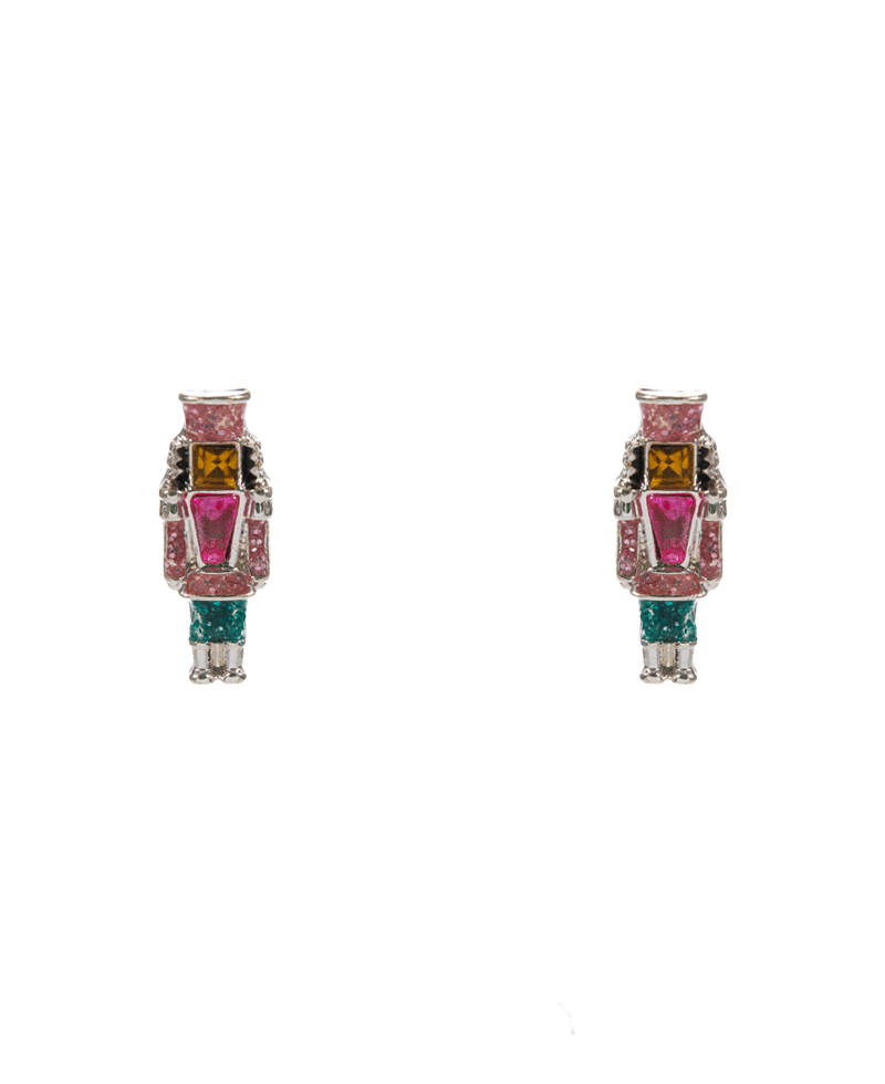 Nutcracker Enamel w/ Stone Detail Hypo Earring - 0.5"