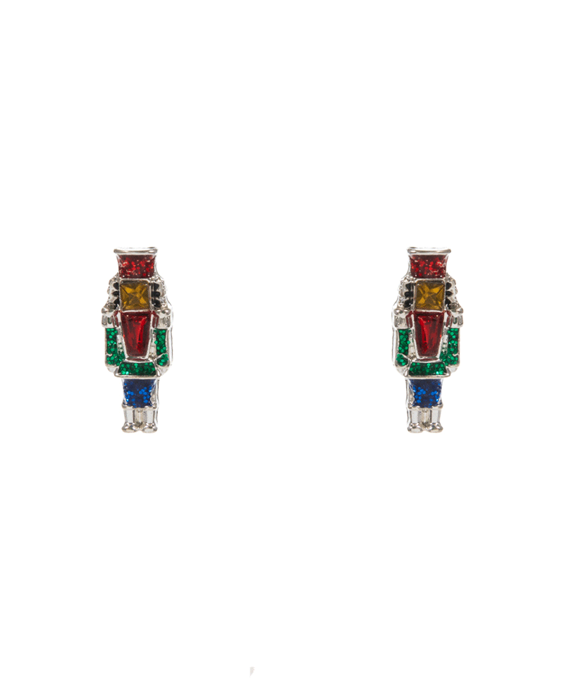 Nutcracker Enamel w/ Stone Detail Hypo Earring - 0.5"